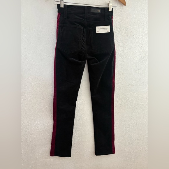 Adriano Goldschmied Mari Tuxedo Stripe High Rise Black Velvet Pants Size 23 - Picture 6 of 7